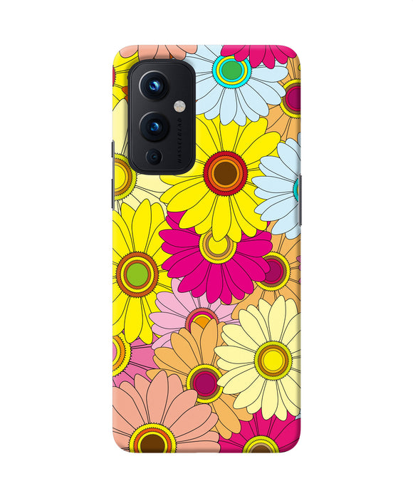 Abstract colorful flowers Oneplus 9 Back Cover