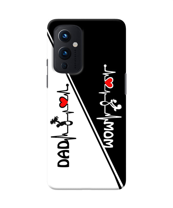 Mom dad heart line black and white Oneplus 9 Back Cover