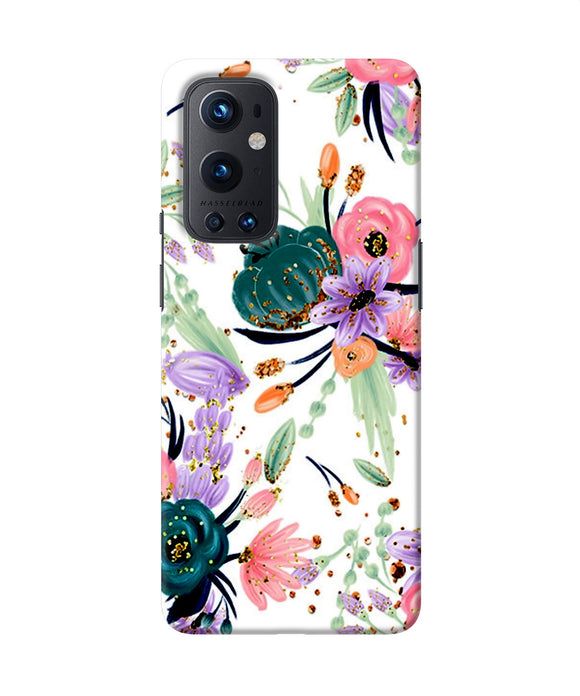 Abstract flowers print Oneplus 9 Pro Back Cover