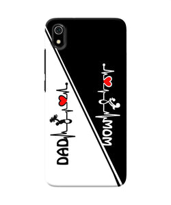 Mom dad heart line black and white Redmi 7A Back Cover