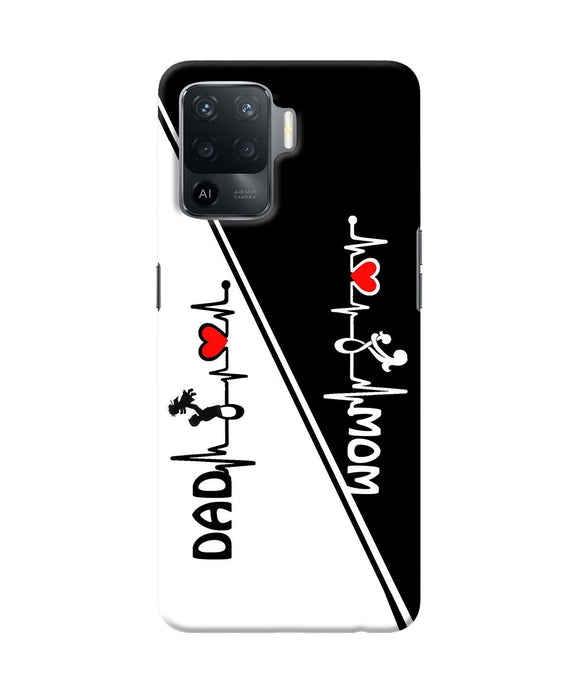 Mom dad heart line black and white Oppo F19 Pro Back Cover