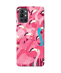 Abstract sheer bird pink print Oneplus 9R Back Cover