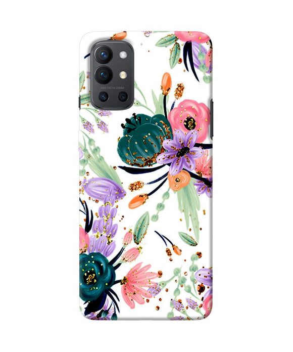 Abstract flowers print Oneplus 9R Back Cover