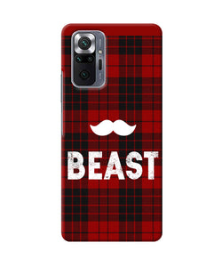 Beast red square Redmi Note 10 Pro Back Cover