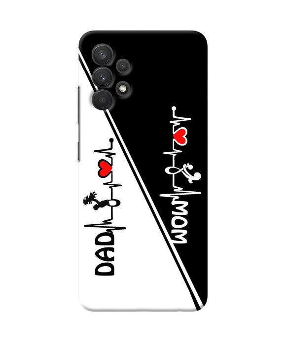 Mom dad heart line black and white Samsung A32 Back Cover
