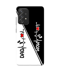 Mom dad heart line black and white Samsung A52 Back Cover