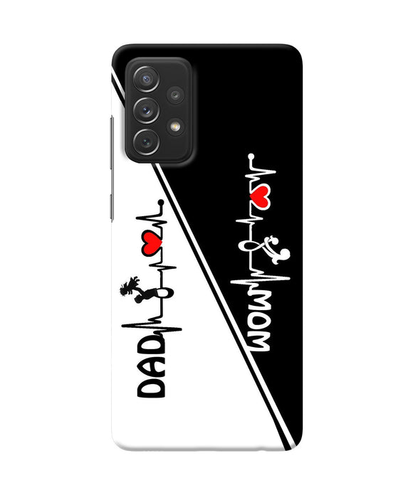 Mom dad heart line black and white Samsung A72 Back Cover