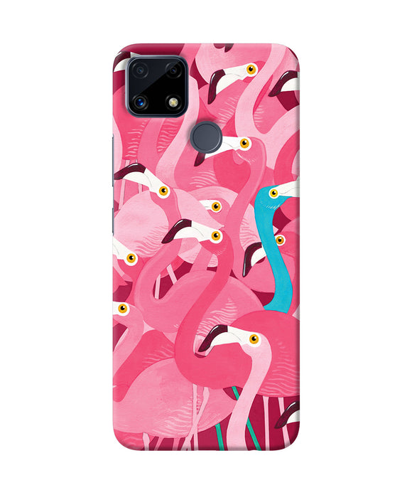 Abstract sheer bird pink print Realme C25 Back Cover