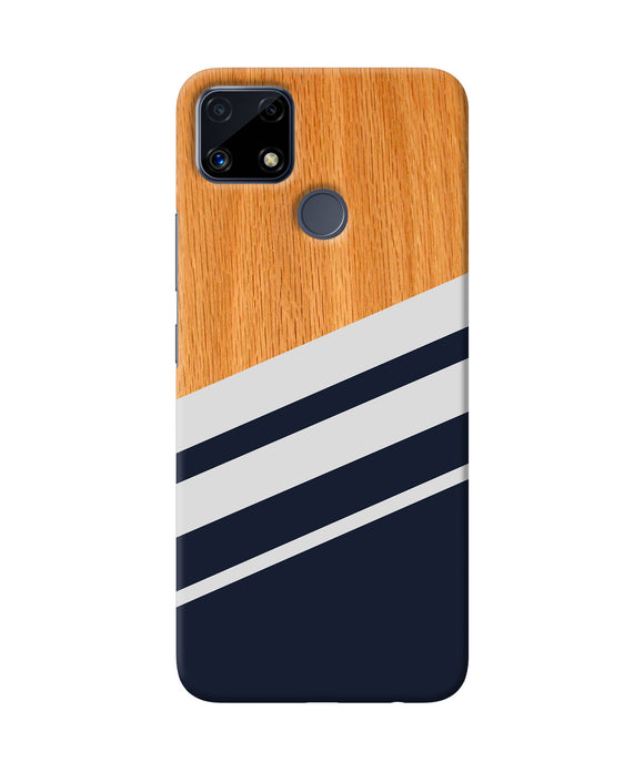 Black and white wooden Realme C25 Back Cover