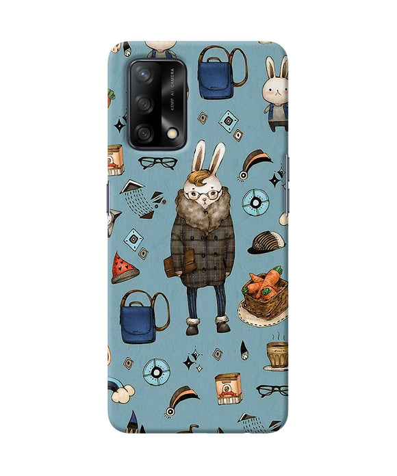 Canvas rabbit print Oppo F19 Back Cover