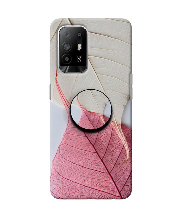 White Pink Leaf Oppo F19 Pro+ Pop Case