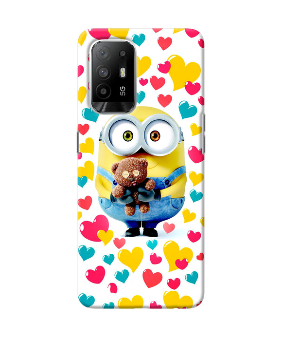 Minion teddy hearts Oppo F19 Pro+ Back Cover