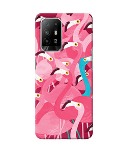 Abstract sheer bird pink print Oppo F19 Pro+ Back Cover