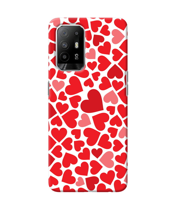 Red heart canvas print Oppo F19 Pro+ Back Cover
