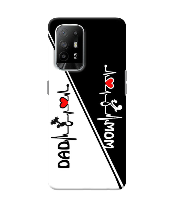 Mom dad heart line black and white Oppo F19 Pro+ Back Cover