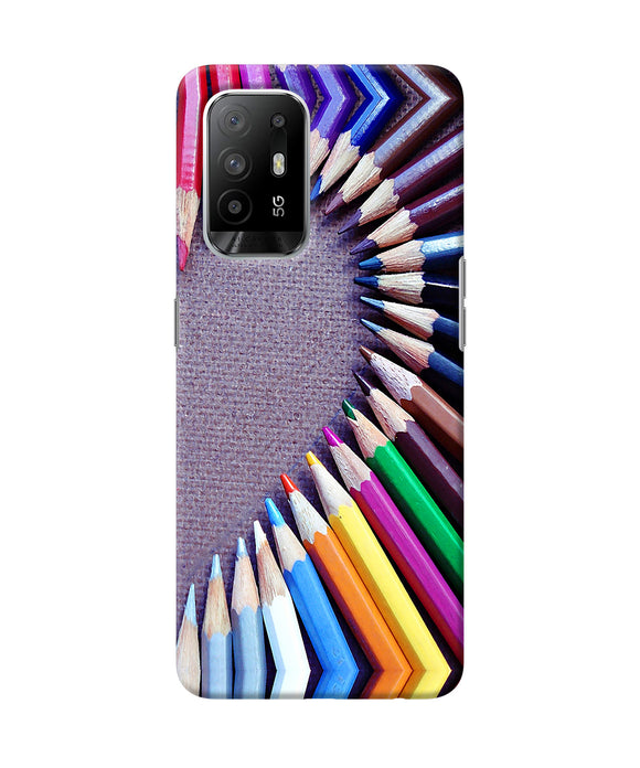 Color pencil half heart Oppo F19 Pro+ Back Cover