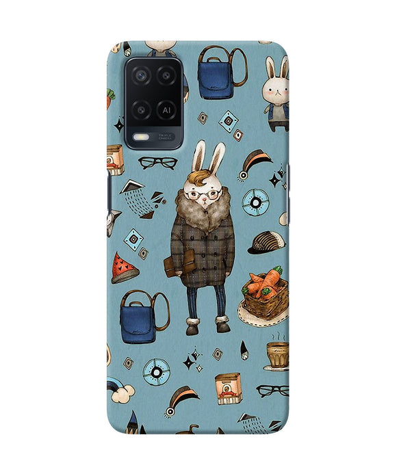 Canvas rabbit print Oppo A54 Back Cover