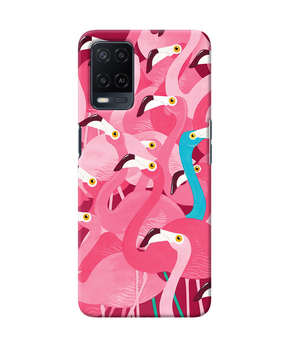Abstract sheer bird pink print Oppo A54 Back Cover