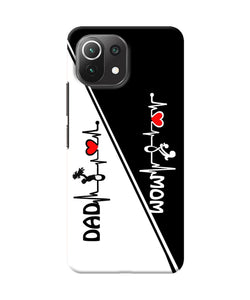 Mom dad heart line black and white Mi 11 Lite Back Cover