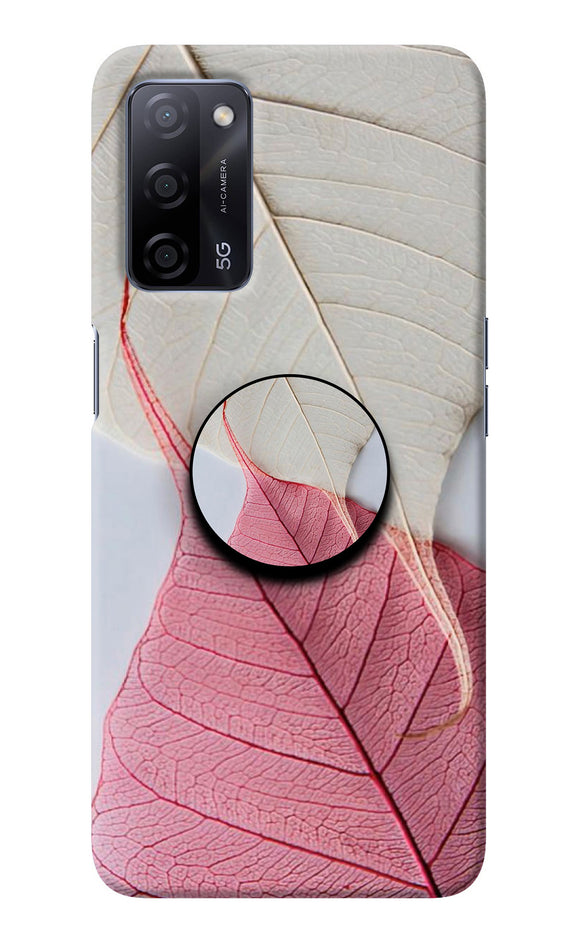 White Pink Leaf Oppo A53s 5G Pop Case