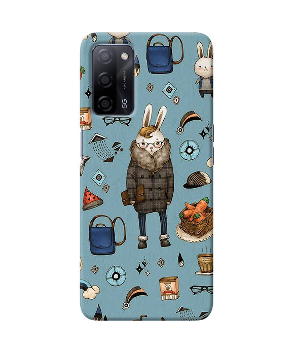 Canvas rabbit print Oppo A53s 5G Back Cover