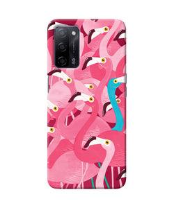 Abstract sheer bird pink print Oppo A53s 5G Back Cover