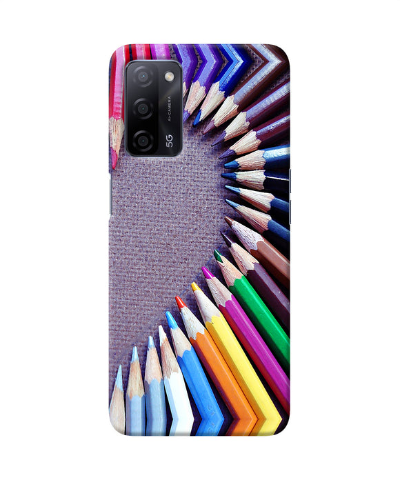 Color pencil half heart Oppo A53s 5G Back Cover