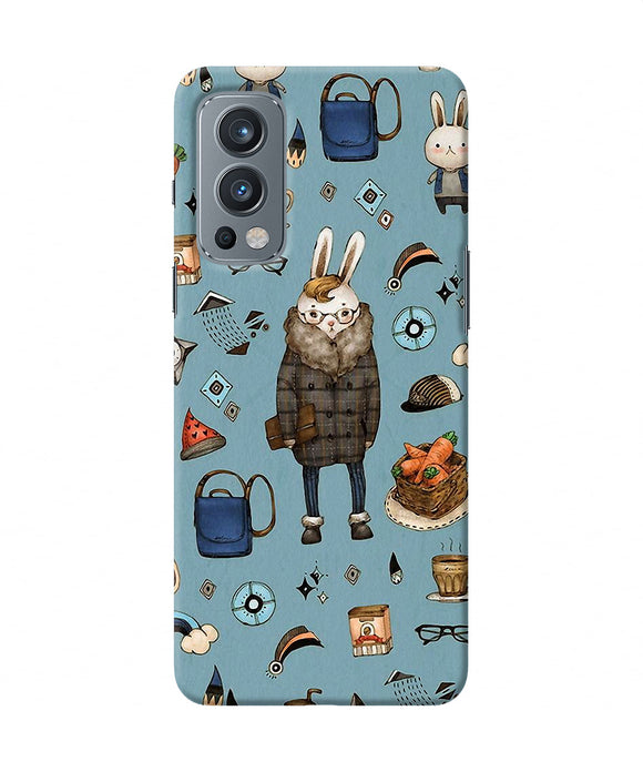 Canvas rabbit print OnePlus Nord 2 5G Back Cover