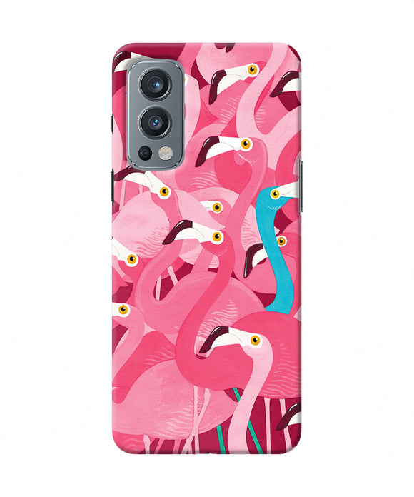 Abstract sheer bird pink print OnePlus Nord 2 5G Back Cover