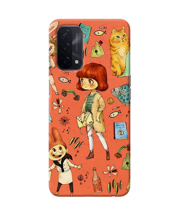 Canvas little girl print Oppo A74 5G Back Cover