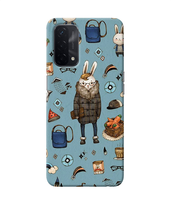 Canvas rabbit print Oppo A74 5G Back Cover