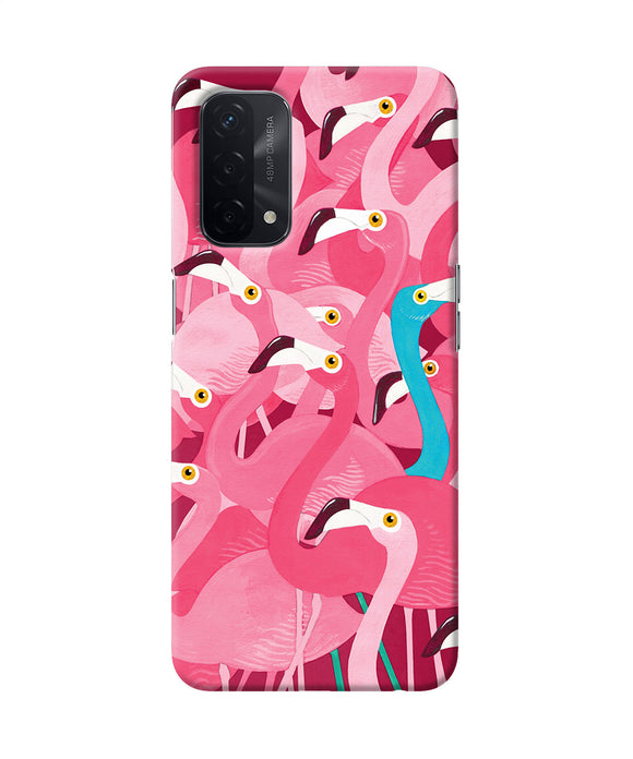 Abstract sheer bird pink print Oppo A74 5G Back Cover