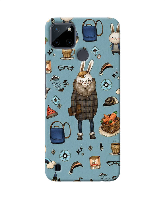 Canvas rabbit print Realme C21Y/C25Y Back Cover