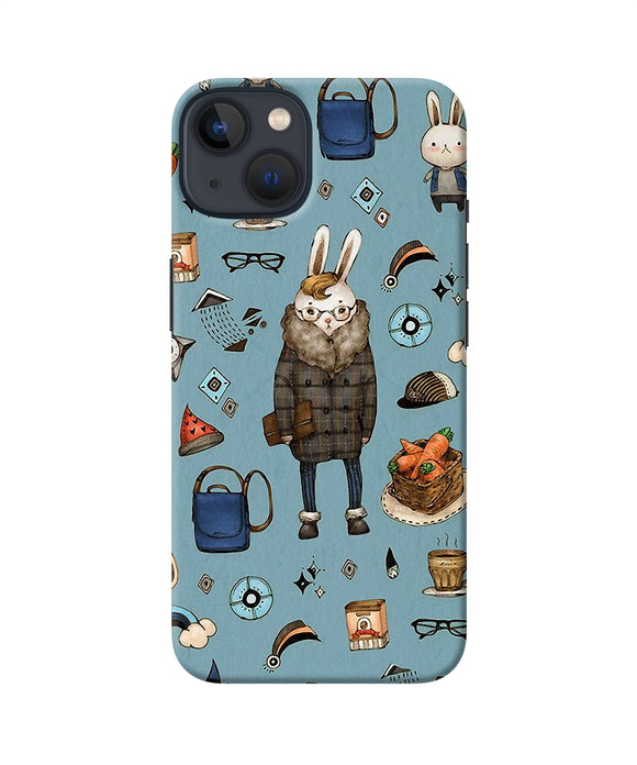 Canvas rabbit print iPhone 13 Back Cover