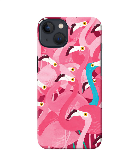 Abstract sheer bird pink print iPhone 13 Back Cover