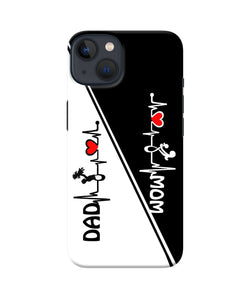 Mom dad heart line black and white iPhone 13 Back Cover