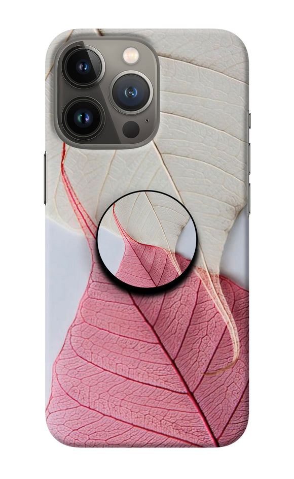 White Pink Leaf iPhone 13 Pro Max Pop Case