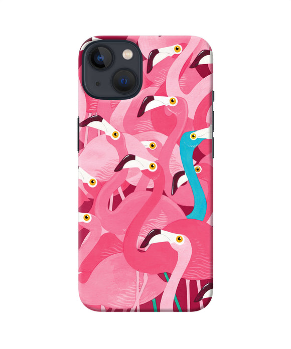 Abstract sheer bird pink print iPhone 13 Mini Back Cover