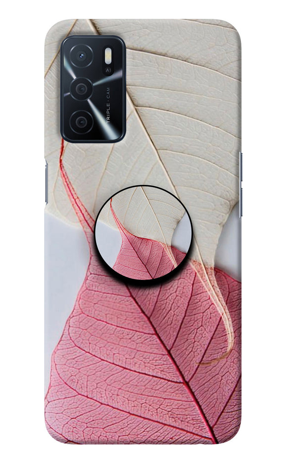 White Pink Leaf Oppo A16 Pop Case
