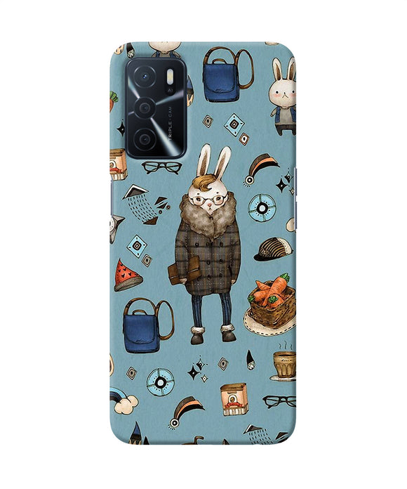 Canvas rabbit print Oppo A16 Back Cover
