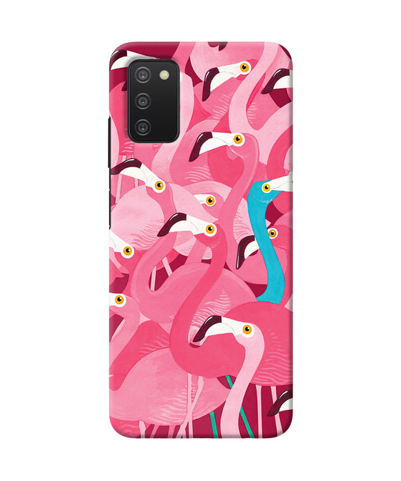 Abstract sheer bird pink print Samsung A03s Back Cover