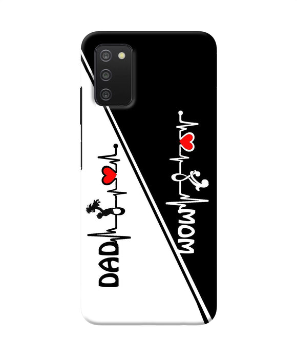 Mom dad heart line black and white Samsung A03s Back Cover