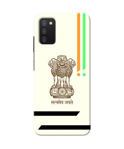 Satyamev jayate brown logo Samsung A03s Back Cover