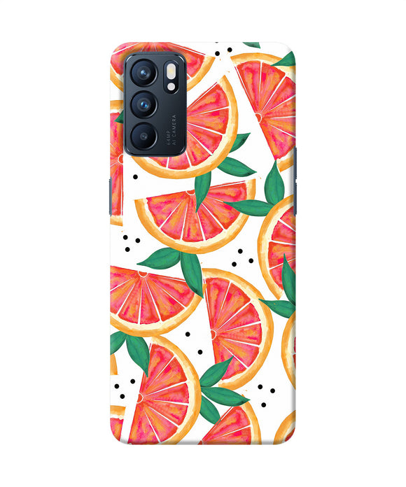 Abstract orange print Oppo Reno6 5G Back Cover