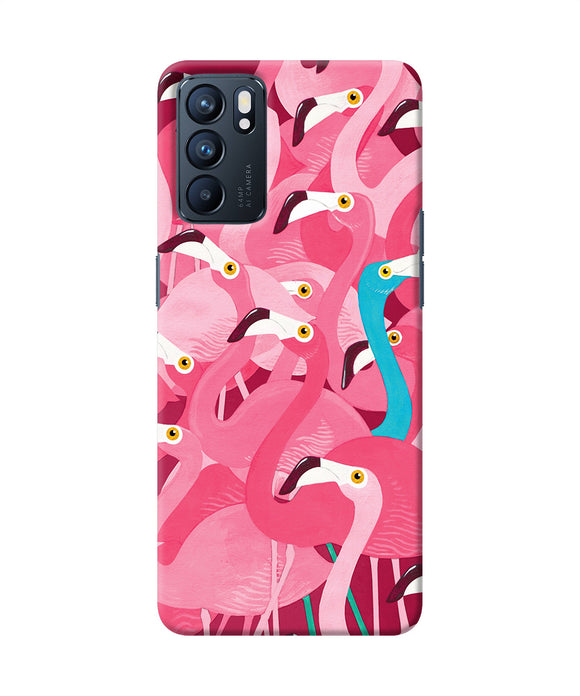 Abstract sheer bird pink print Oppo Reno6 5G Back Cover