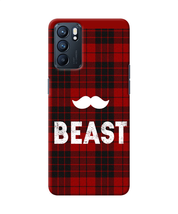 Beast red square Oppo Reno6 5G Back Cover