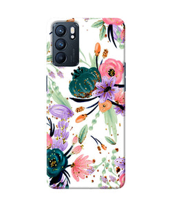 Abstract flowers print Oppo Reno6 5G Back Cover