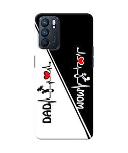 Mom dad heart line black and white Oppo Reno6 5G Back Cover