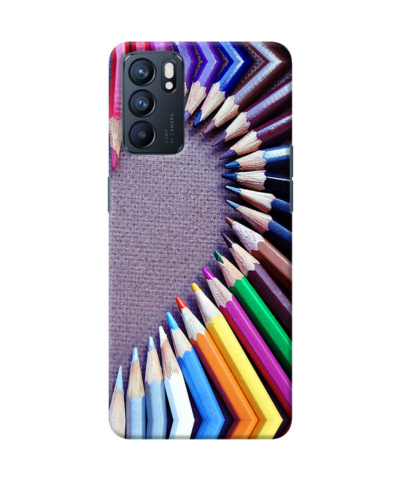 Color pencil half heart Oppo Reno6 5G Back Cover