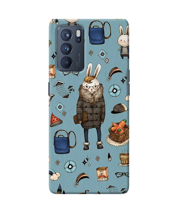 Canvas rabbit print Oppo Reno6 Pro 5G Back Cover